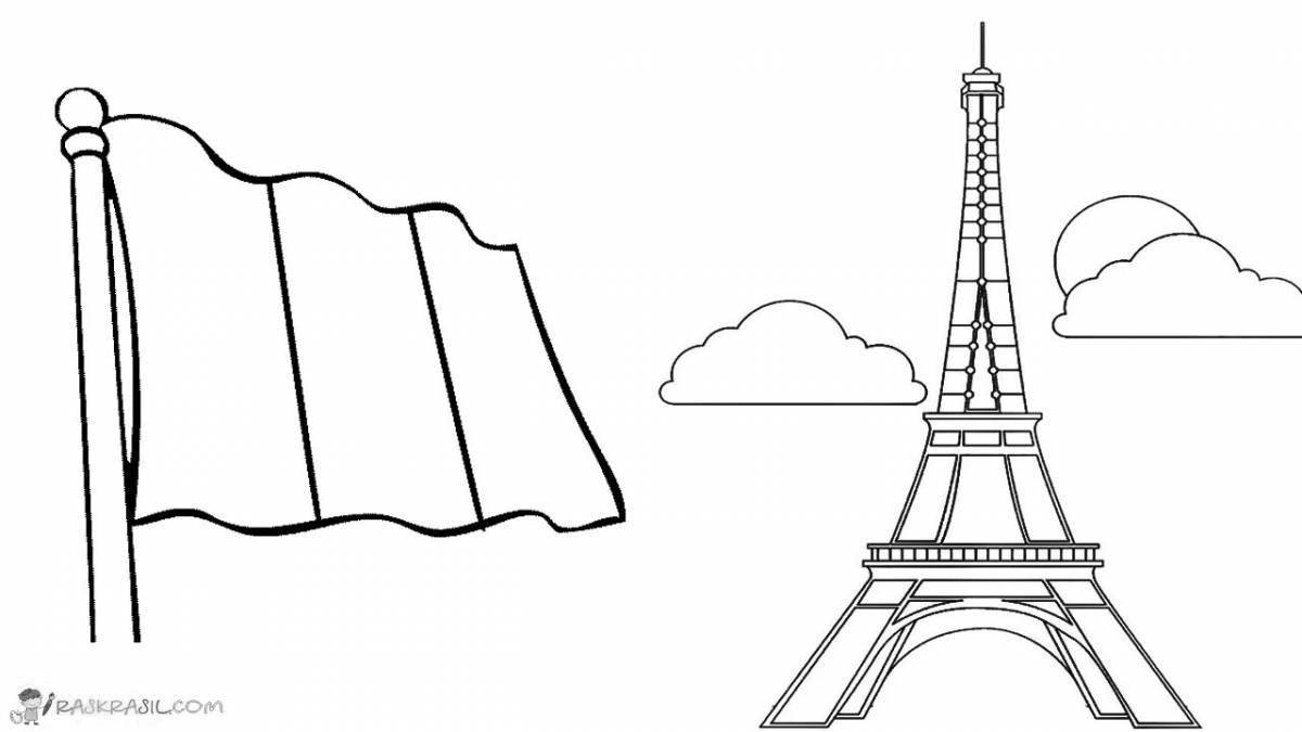 Playful france flag coloring page