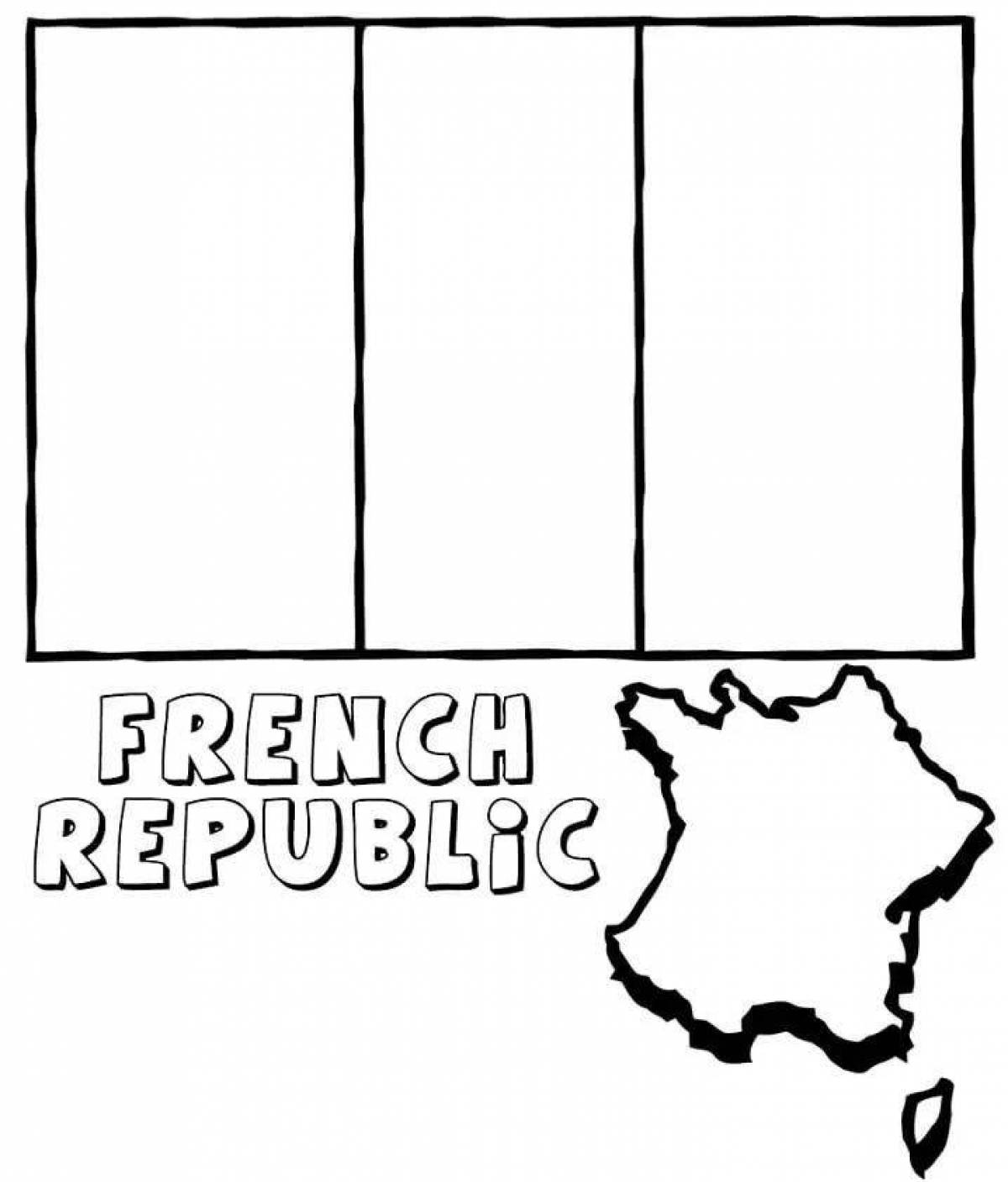 Adorable French flag coloring page