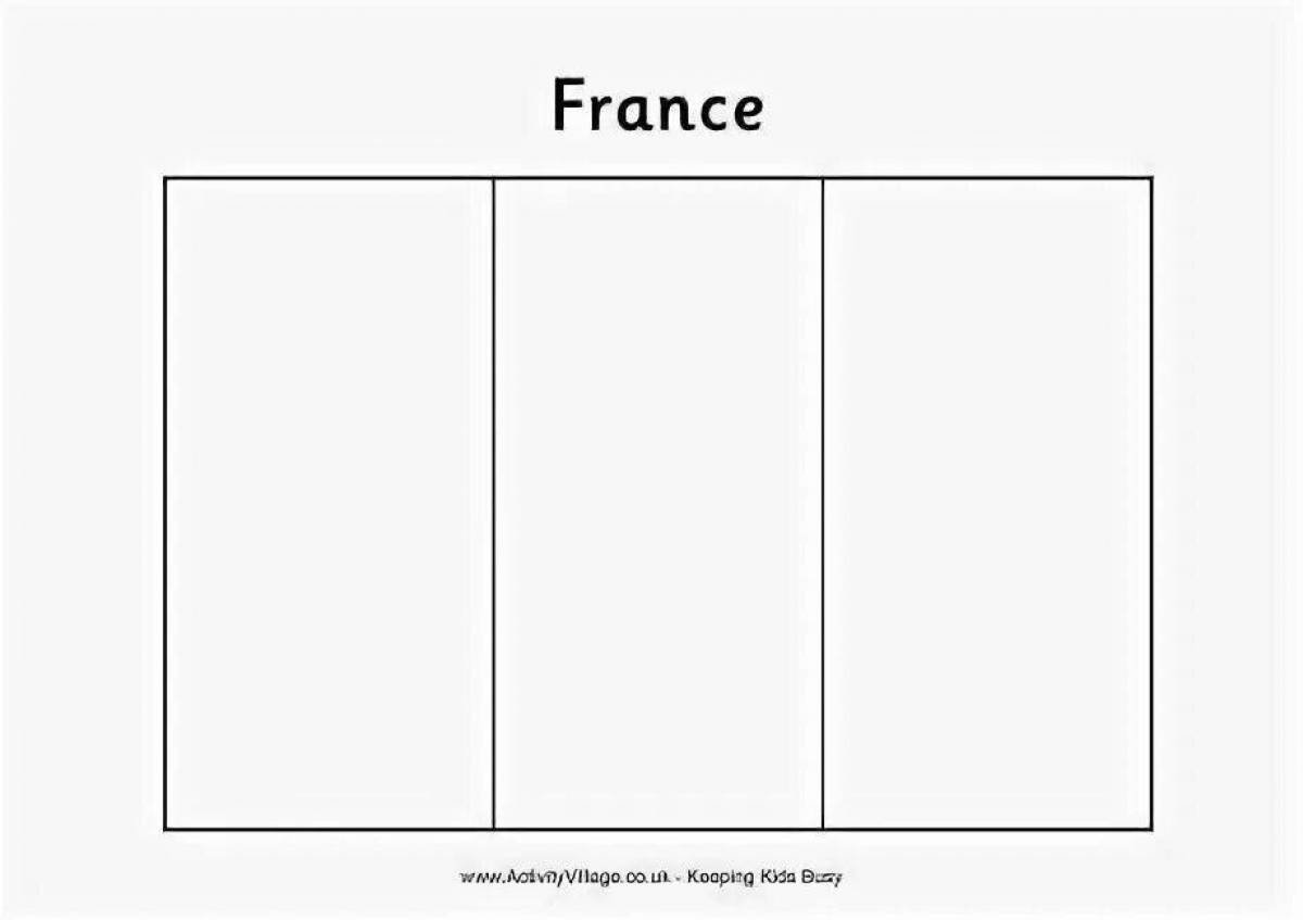 France flag coloring page with colorful shades
