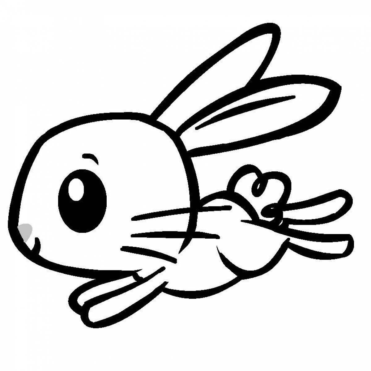Coloring page playful rabbit
