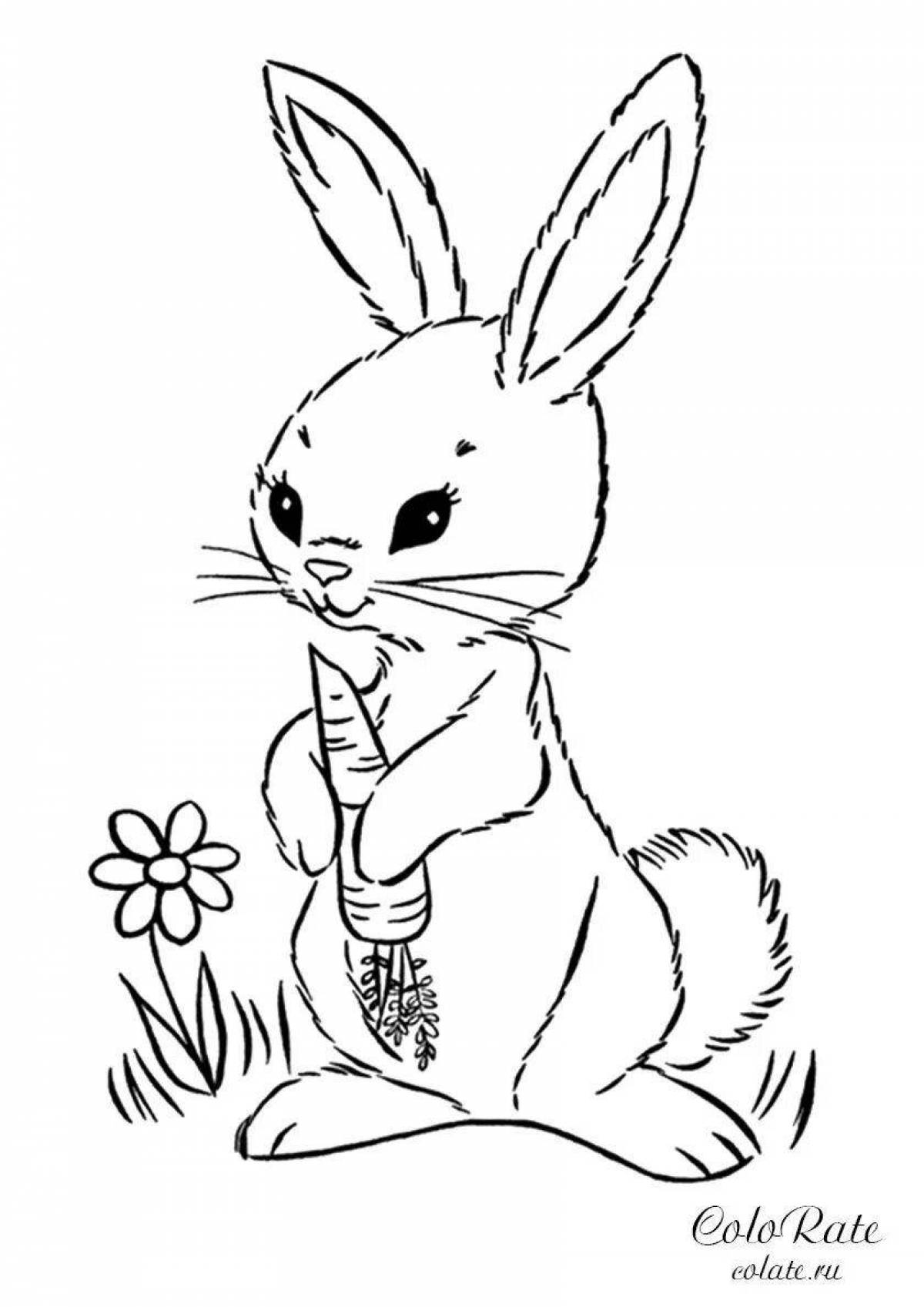 Coloring page jumping rabbit