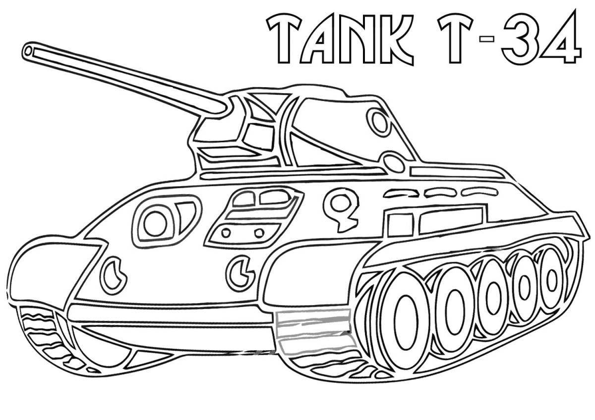 Страница раскраски фигурки танка