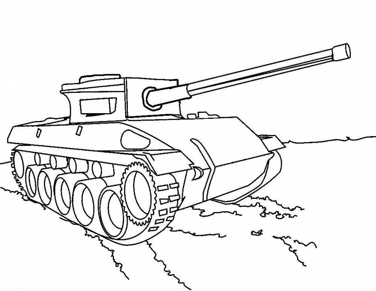 Раскраска блестящая фигурка танка