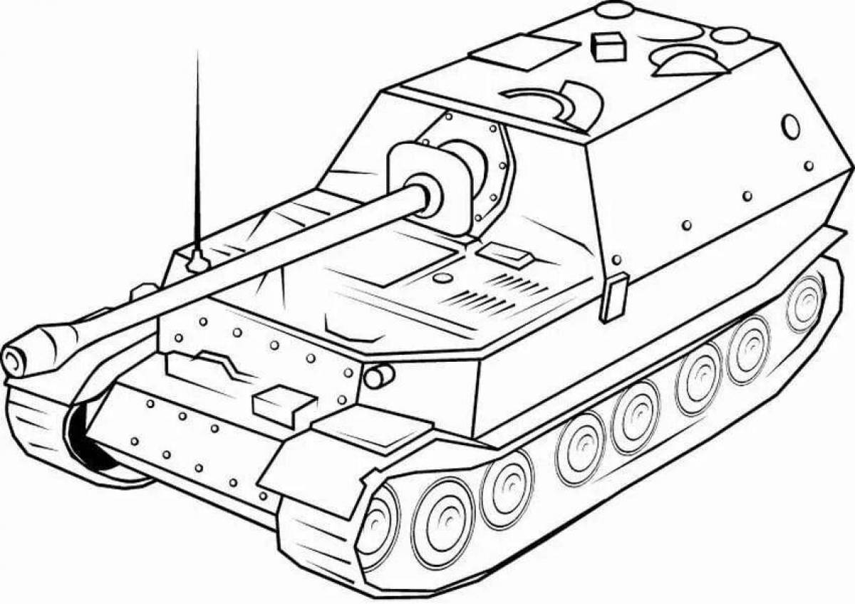 Coloring animated tank figurine