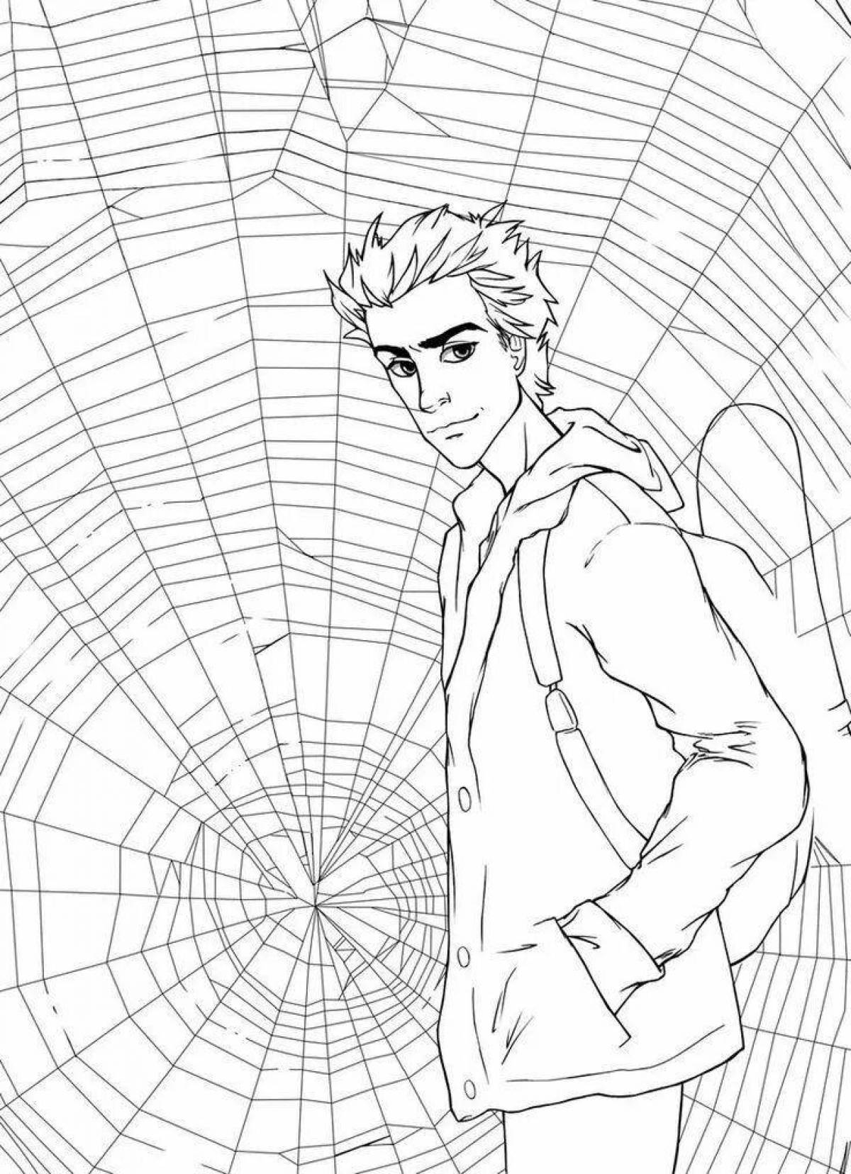 Colorful peter parker coloring page