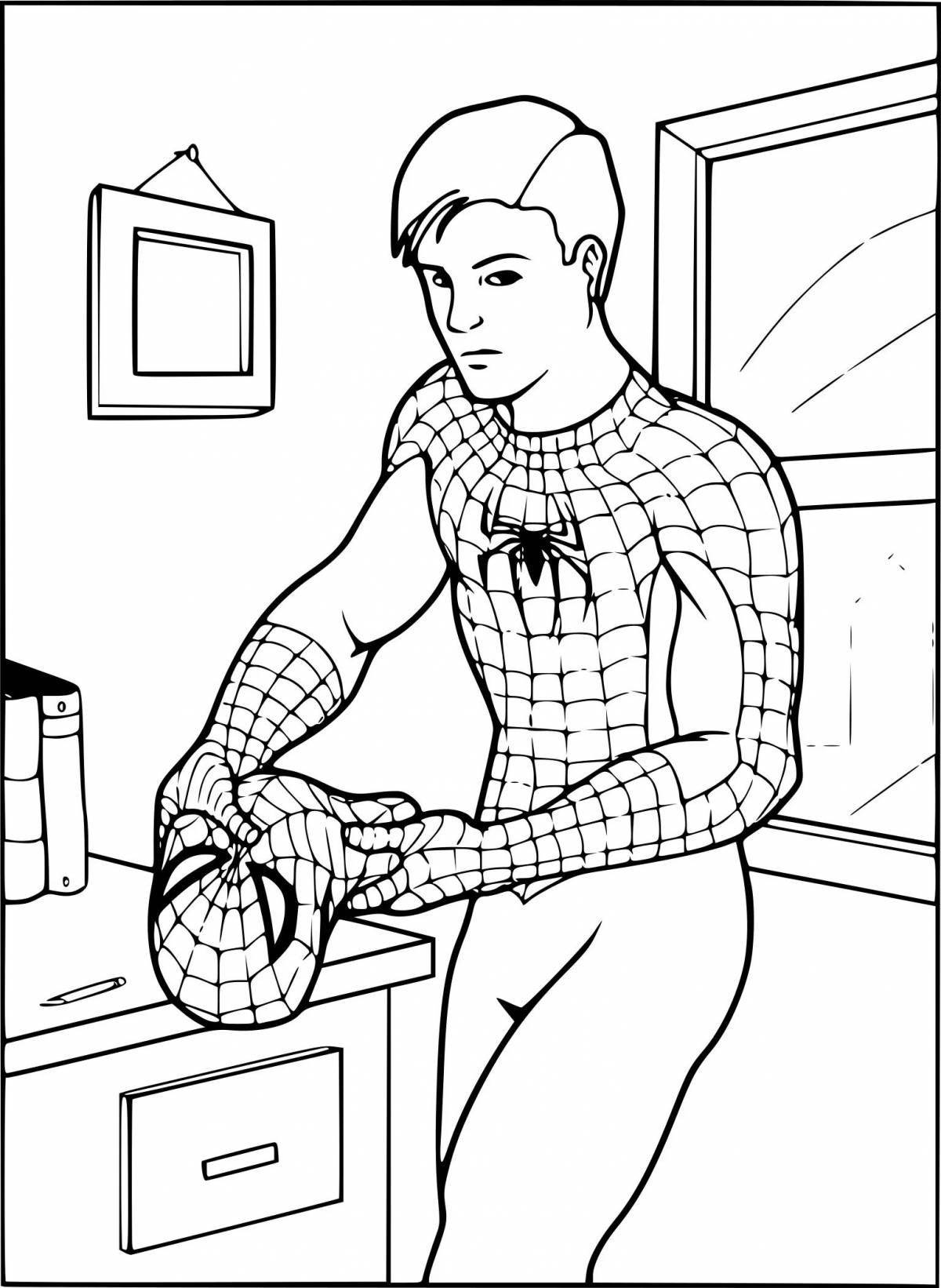 Peter parker's playful coloring page
