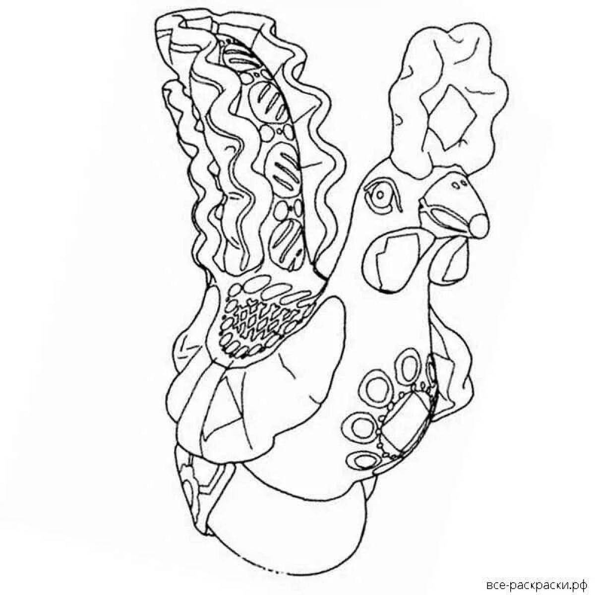 Очаровательная дымковская индейка раскраска