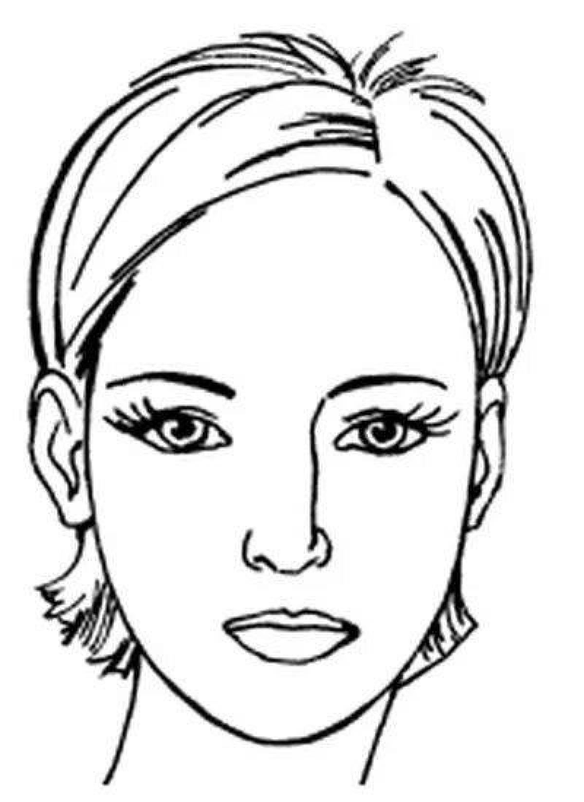 Coloring page of a majestic female face