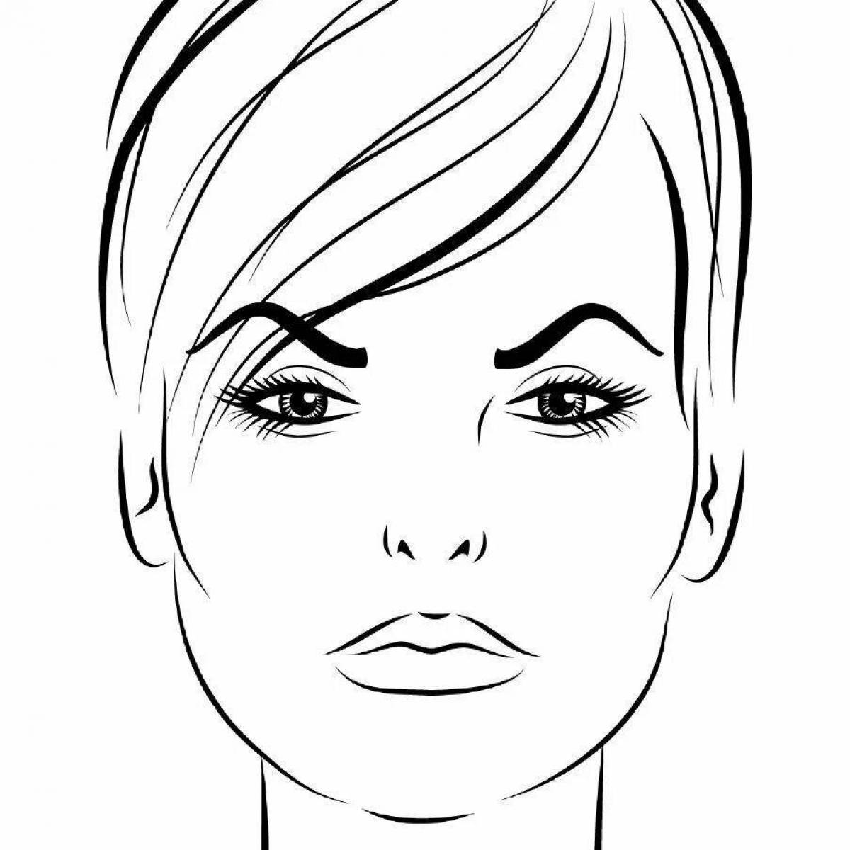 Radiant coloring page woman face
