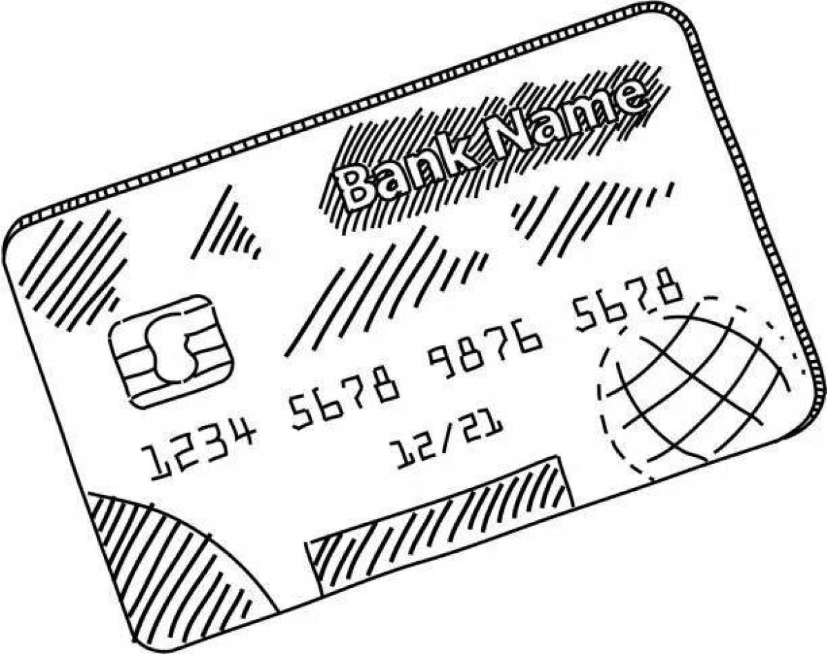 Colorful bank card coloring page