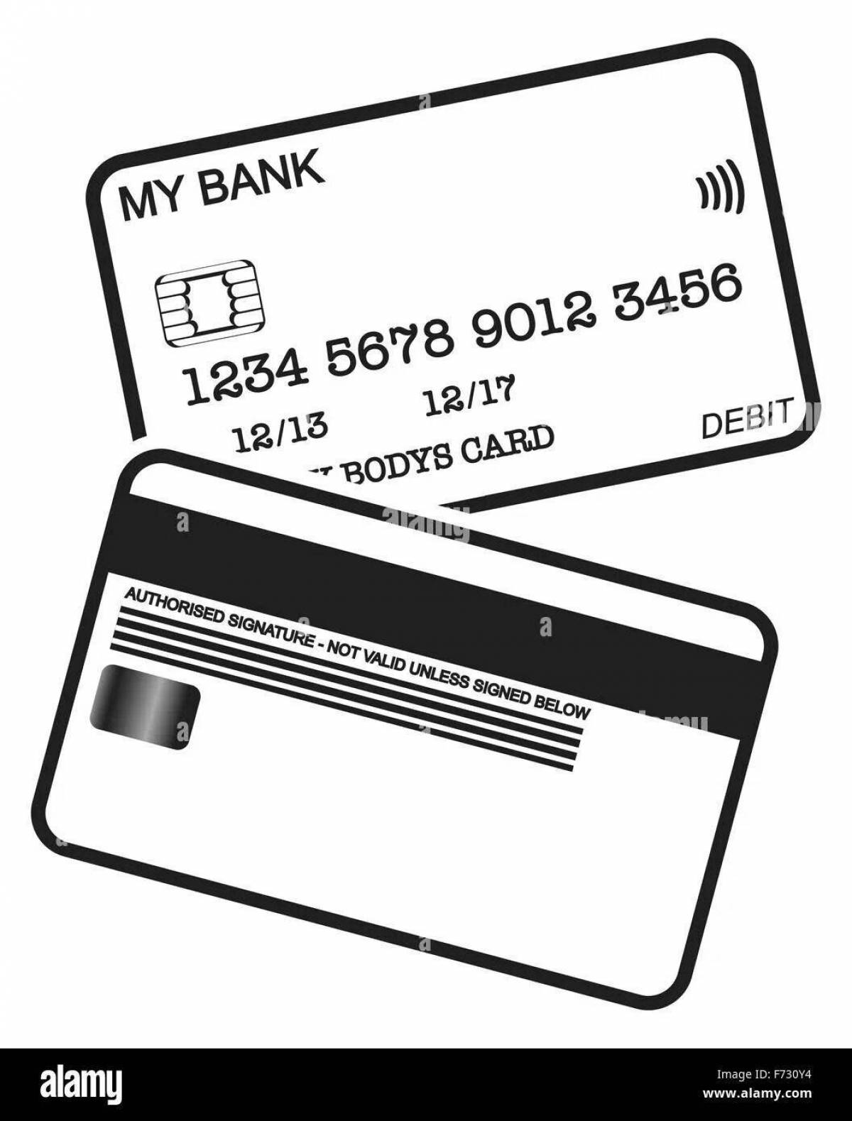 Playful bank card coloring page