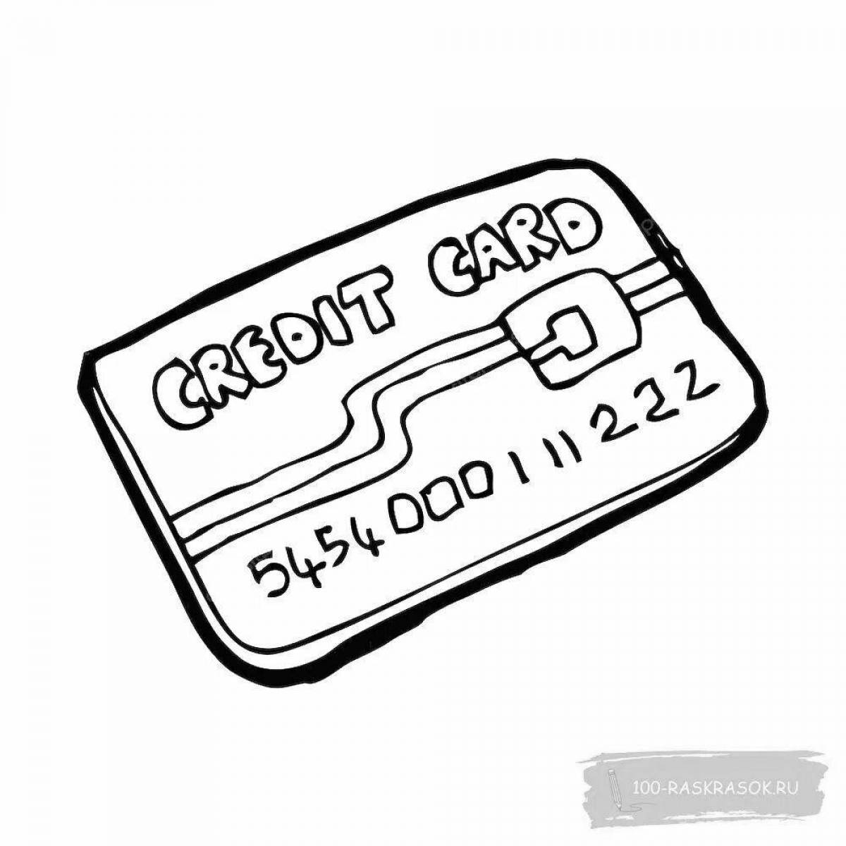 Adorable bank card coloring page