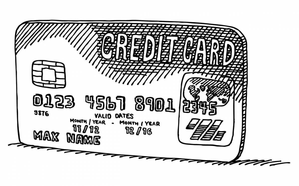 Cute bank card coloring page