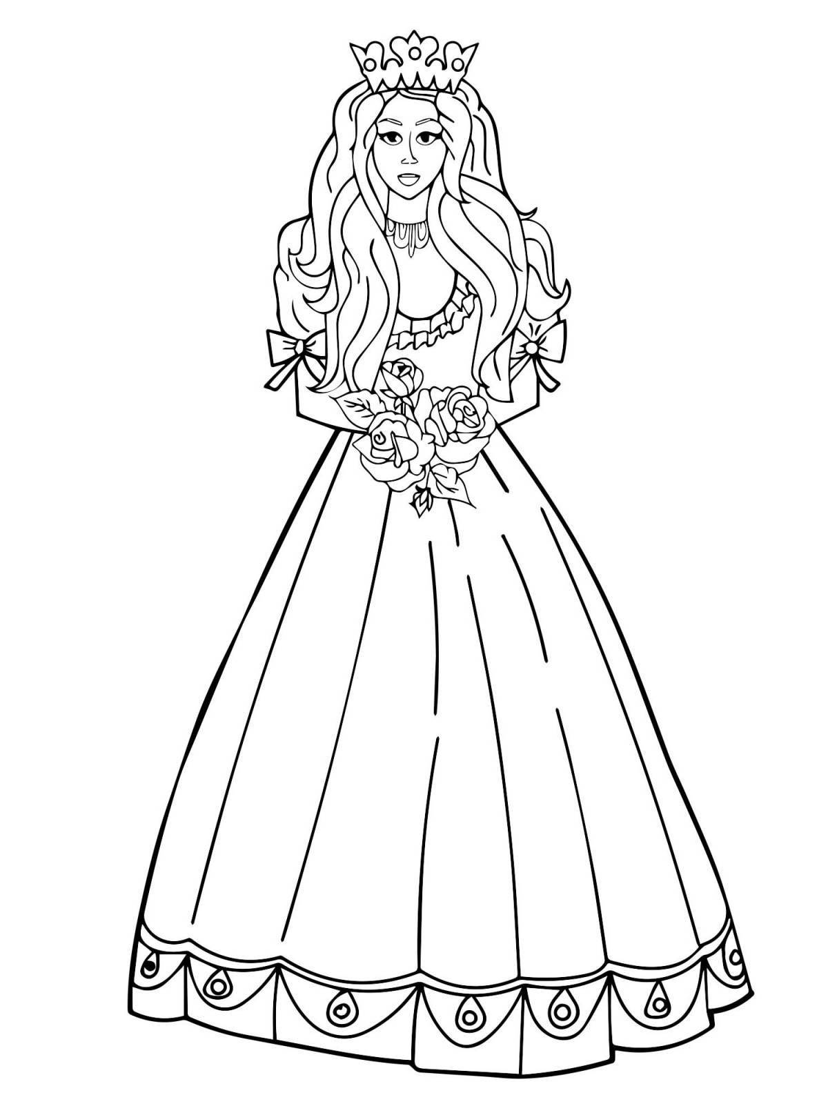 Coloring page elegant queen for kids