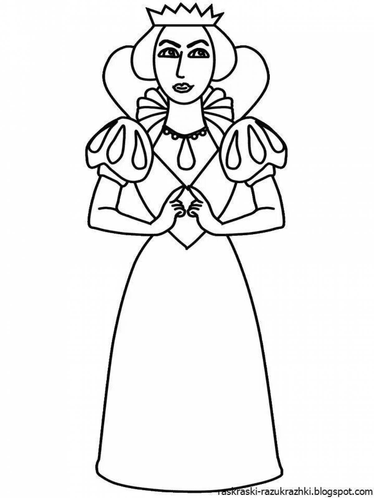 Coloring page dazzling queen for kids