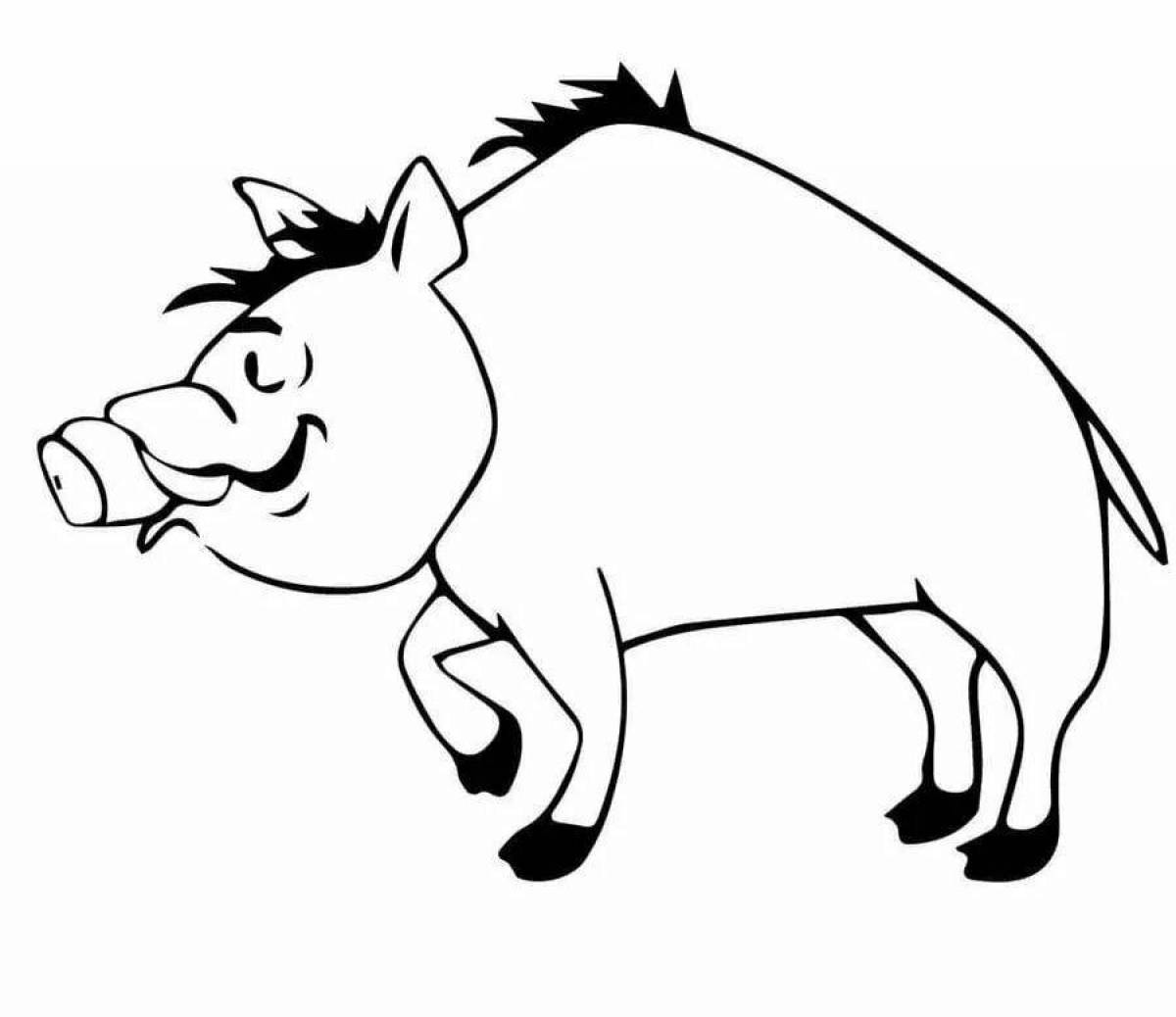 Fun boar coloring for kids