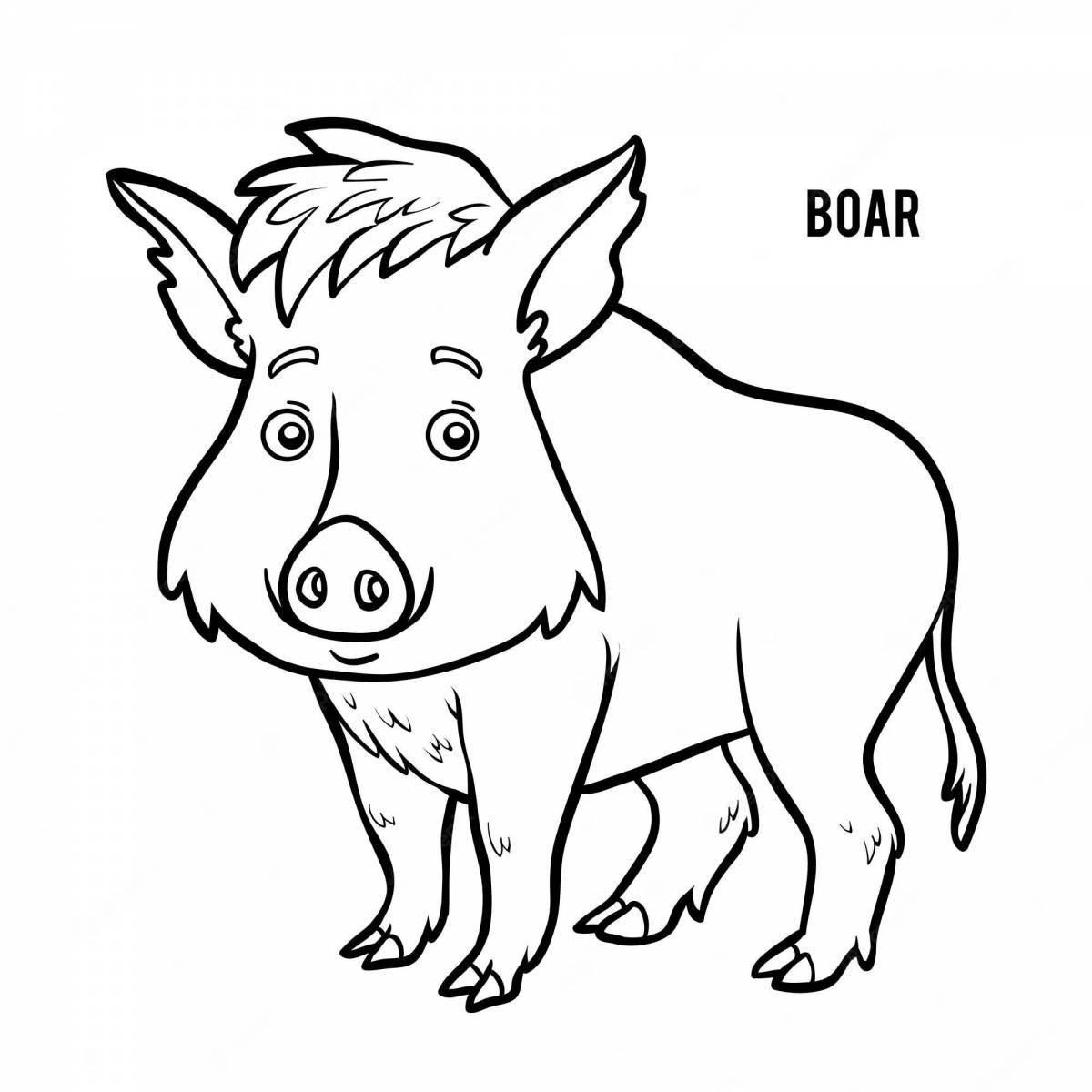 Coloring bright boar for children