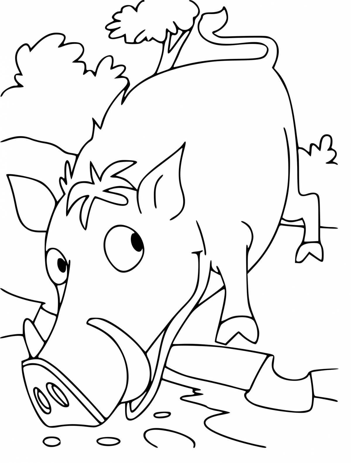 Coloring page happy boar for kids