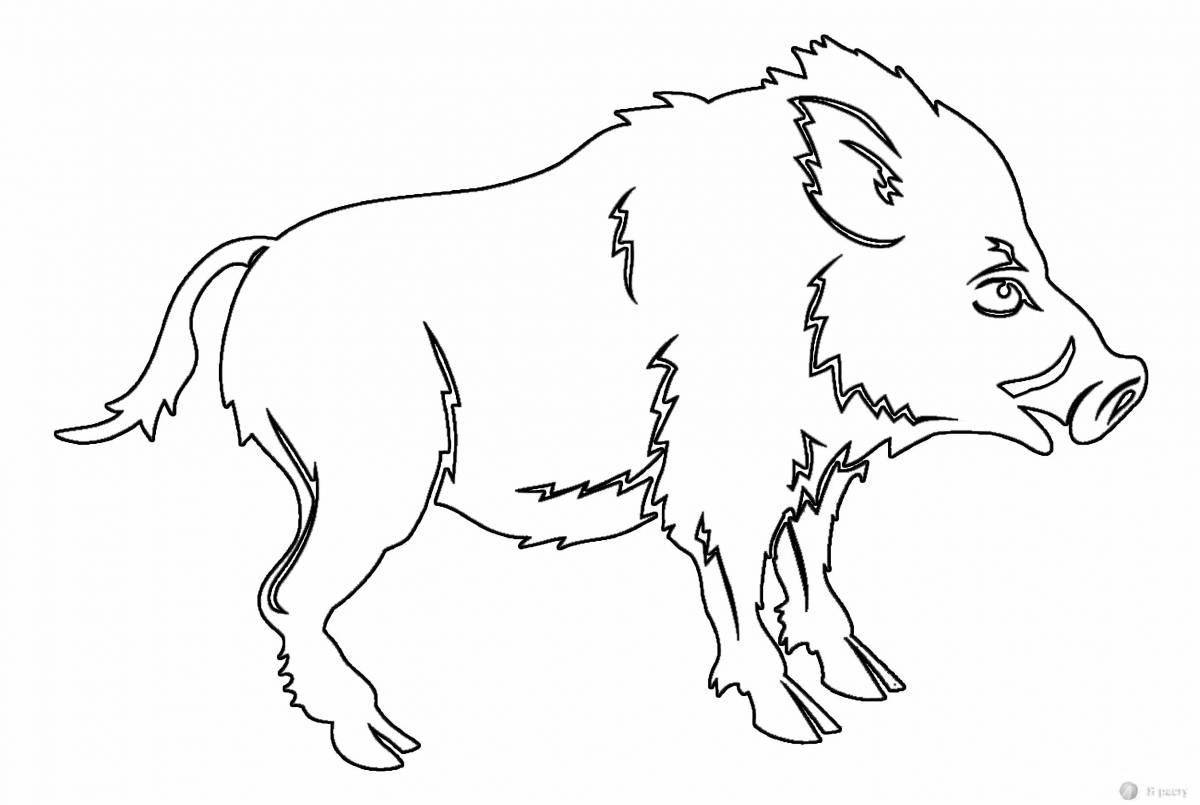 Playful boar coloring page for kids