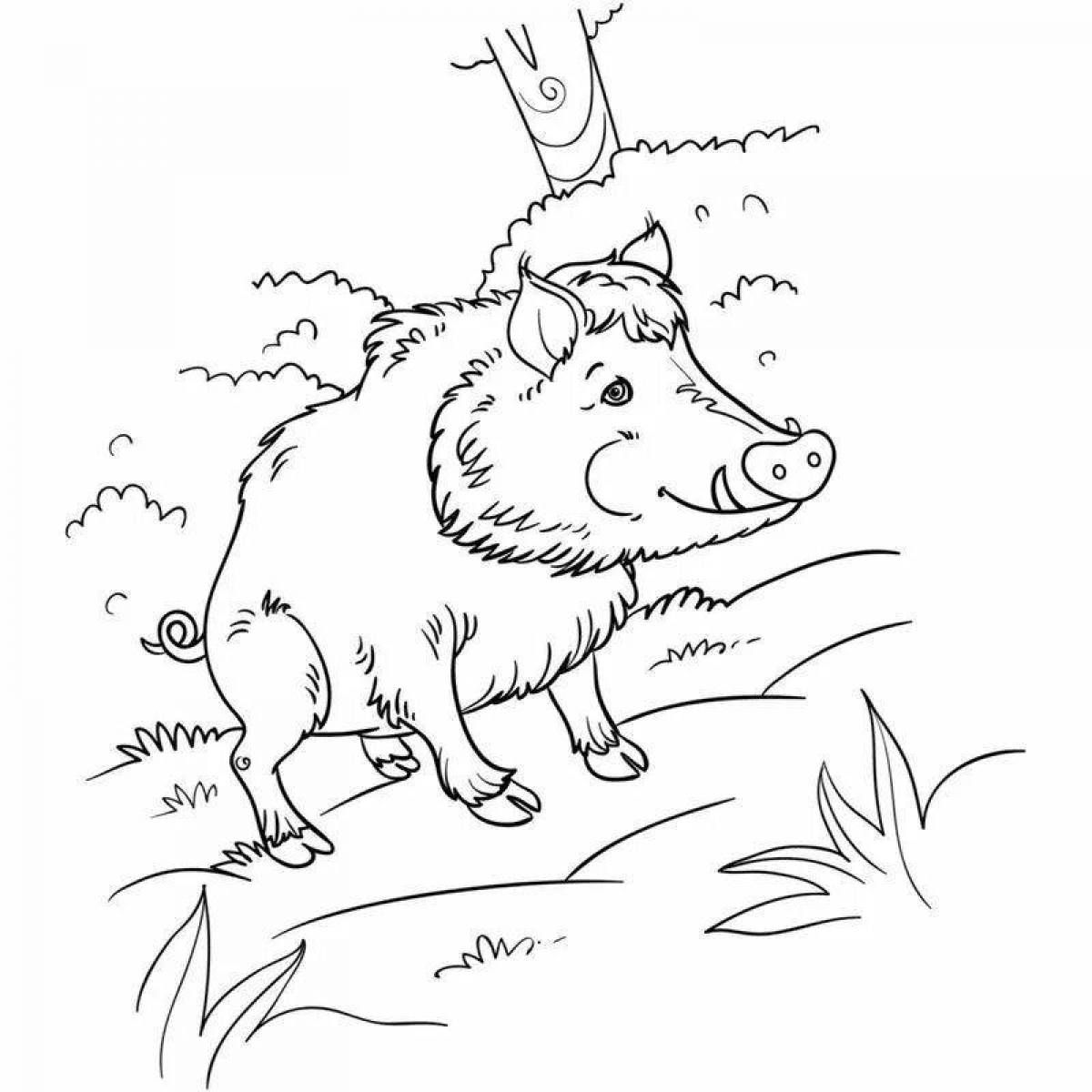 Adorable boar coloring book for kids