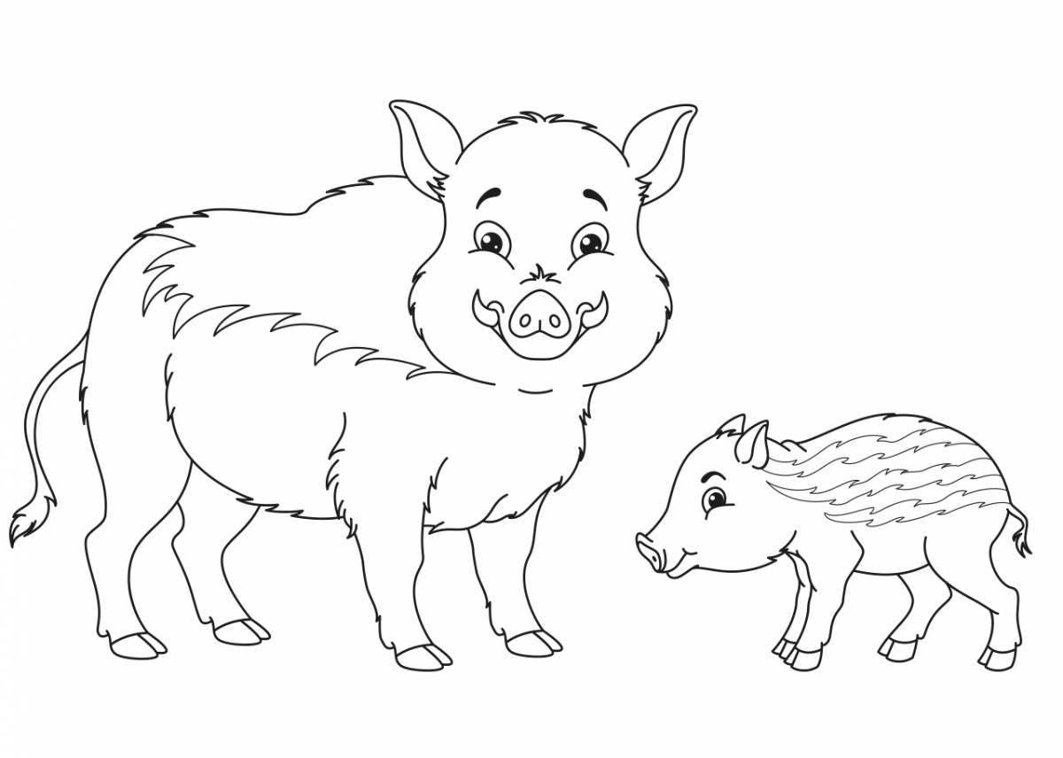 Sweet boar coloring book for kids