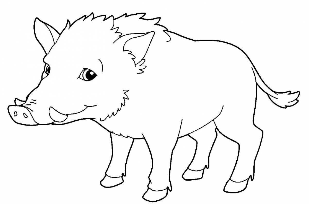 Coloring book brave boar for children