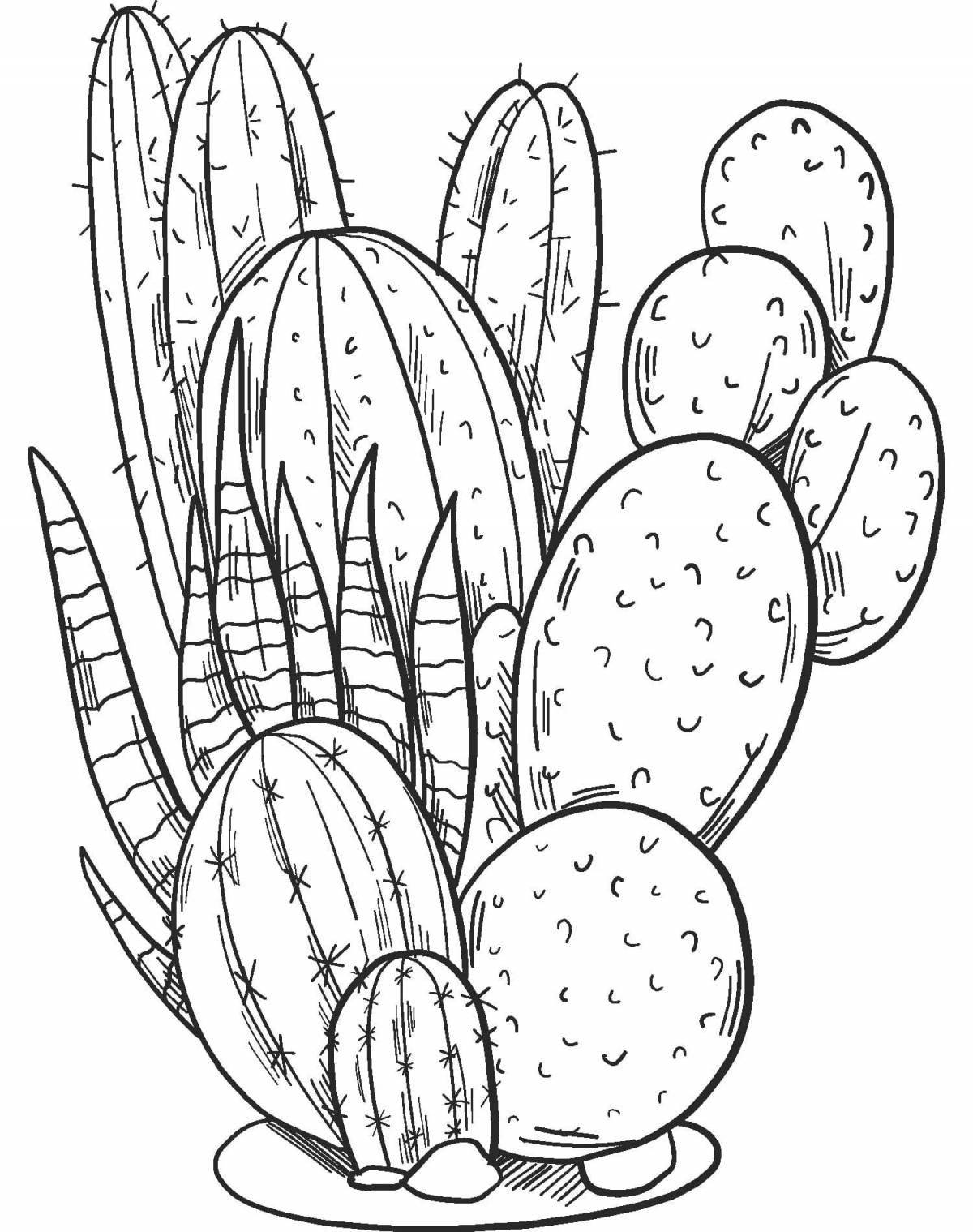 Joyful cactus coloring book for kids
