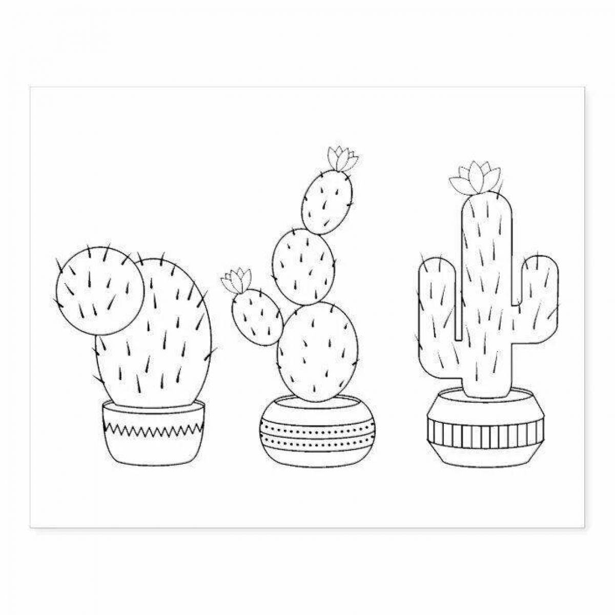Gorgeous cactus coloring book for kids