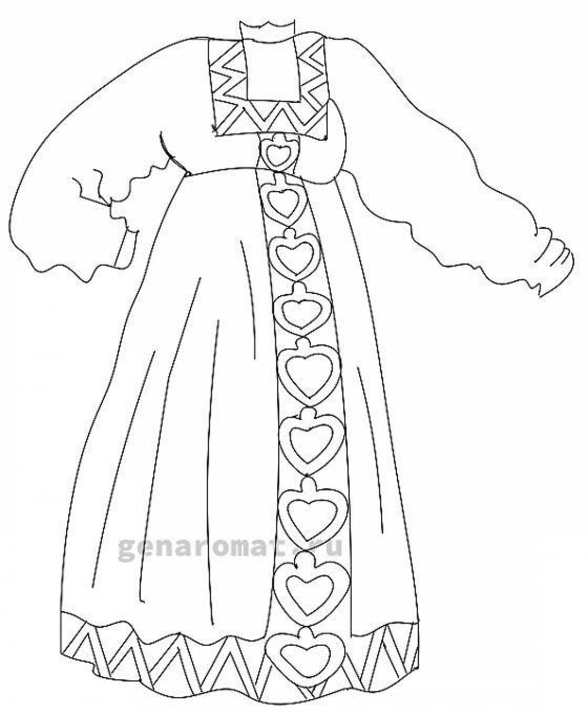 Coloring page charming Russian folk sundress