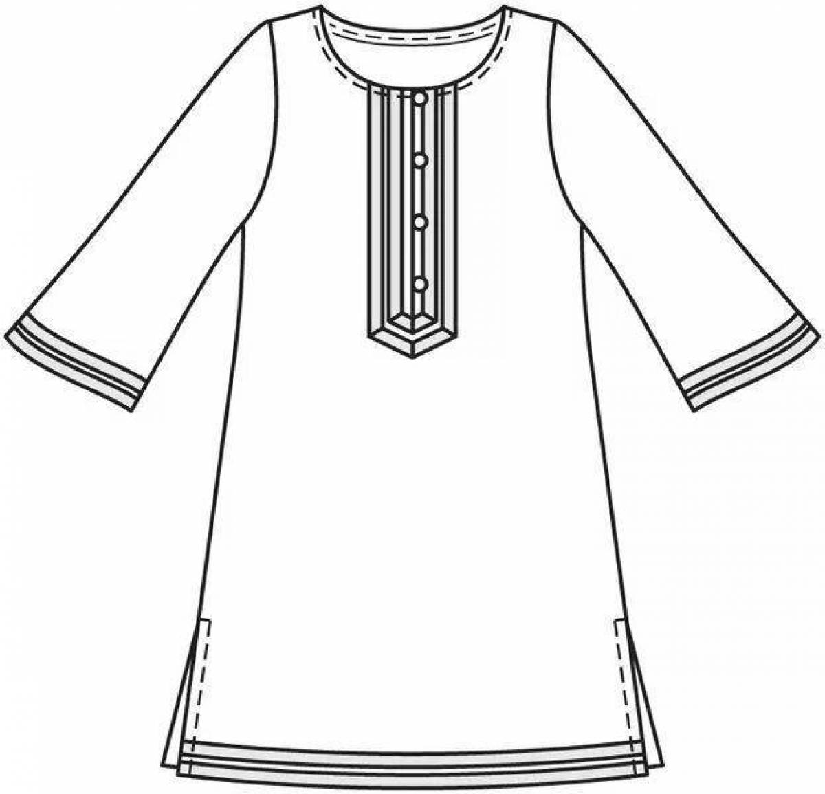 Coloring page beautiful Russian folk dress