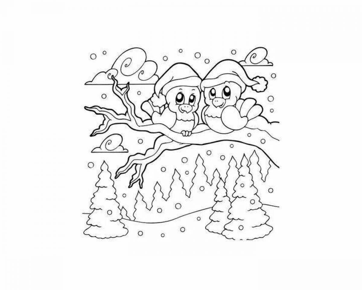 Adorable winter birds coloring pages for kids