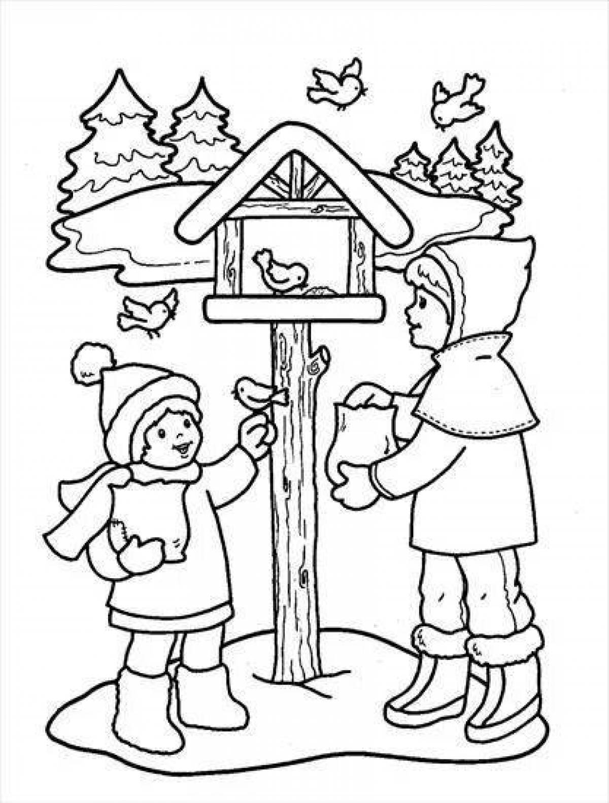 Amazing winter birds coloring pages for kids