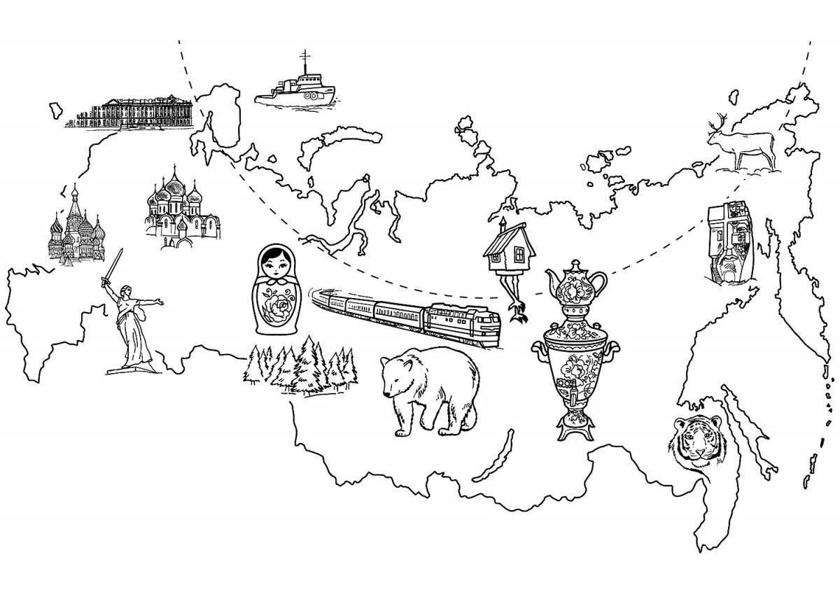 Веселая раскраска карта мира для детей