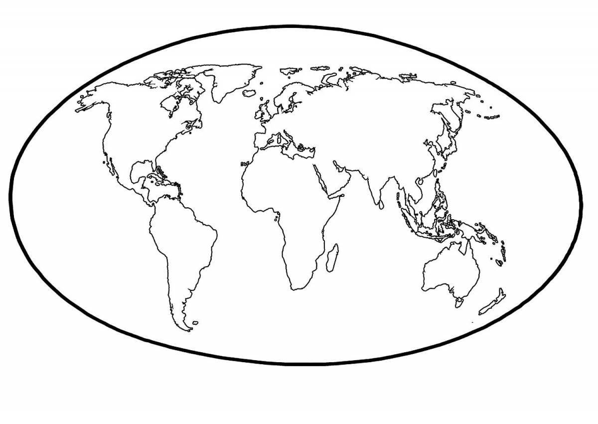 Detailed world map coloring pages for kids