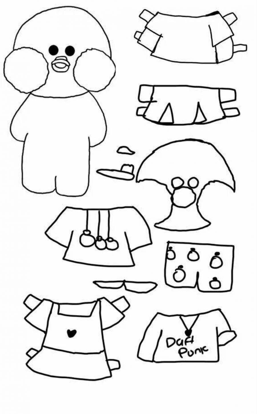 Coloring Pages Duck clothes lalafanfan made of paper (39 pcs ...