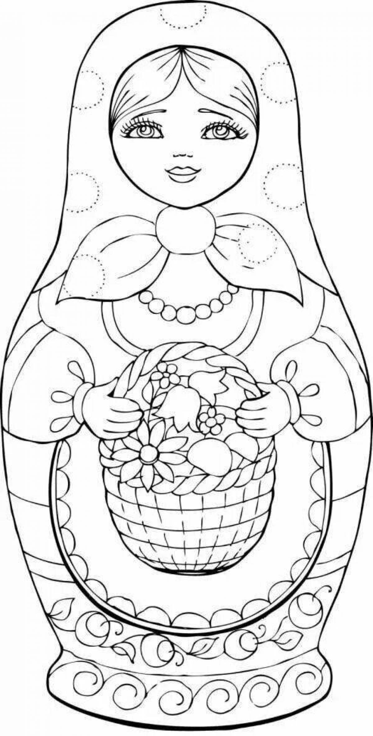 Картинка матрешка для детей на прозрачном фоне раскраска