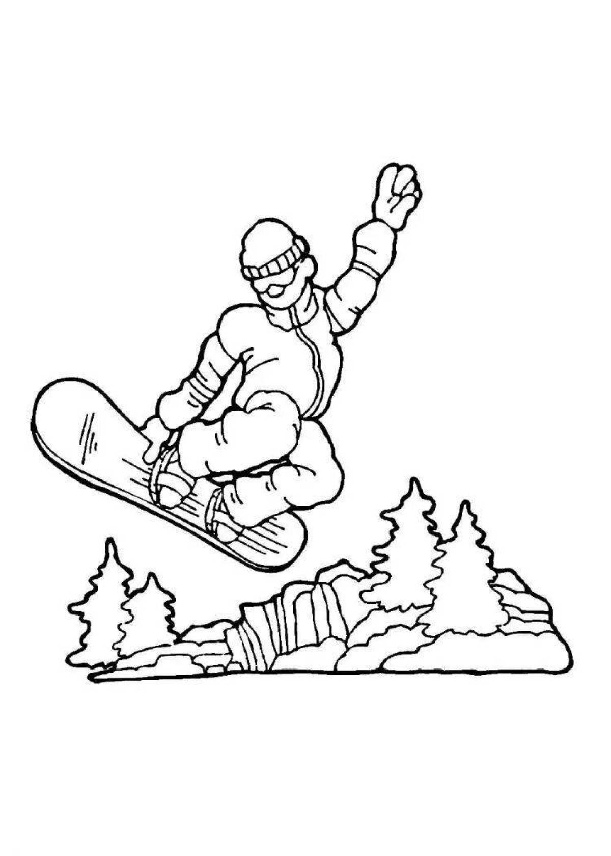 Fun coloring book winter sports for kids