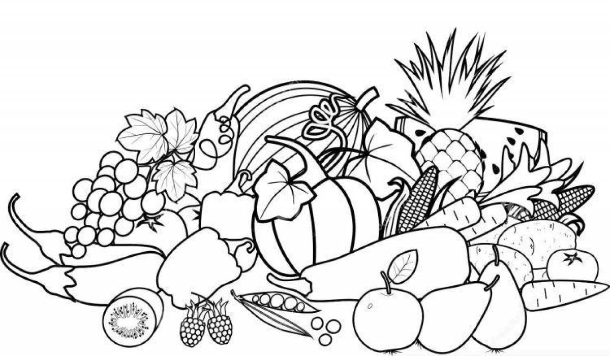 A wonderful still life of vegetables and fruits for preschoolers