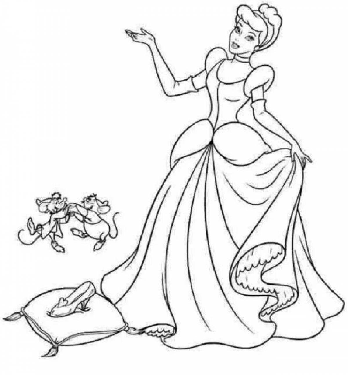Cute Cinderella coloring book for kids 5-6 years old