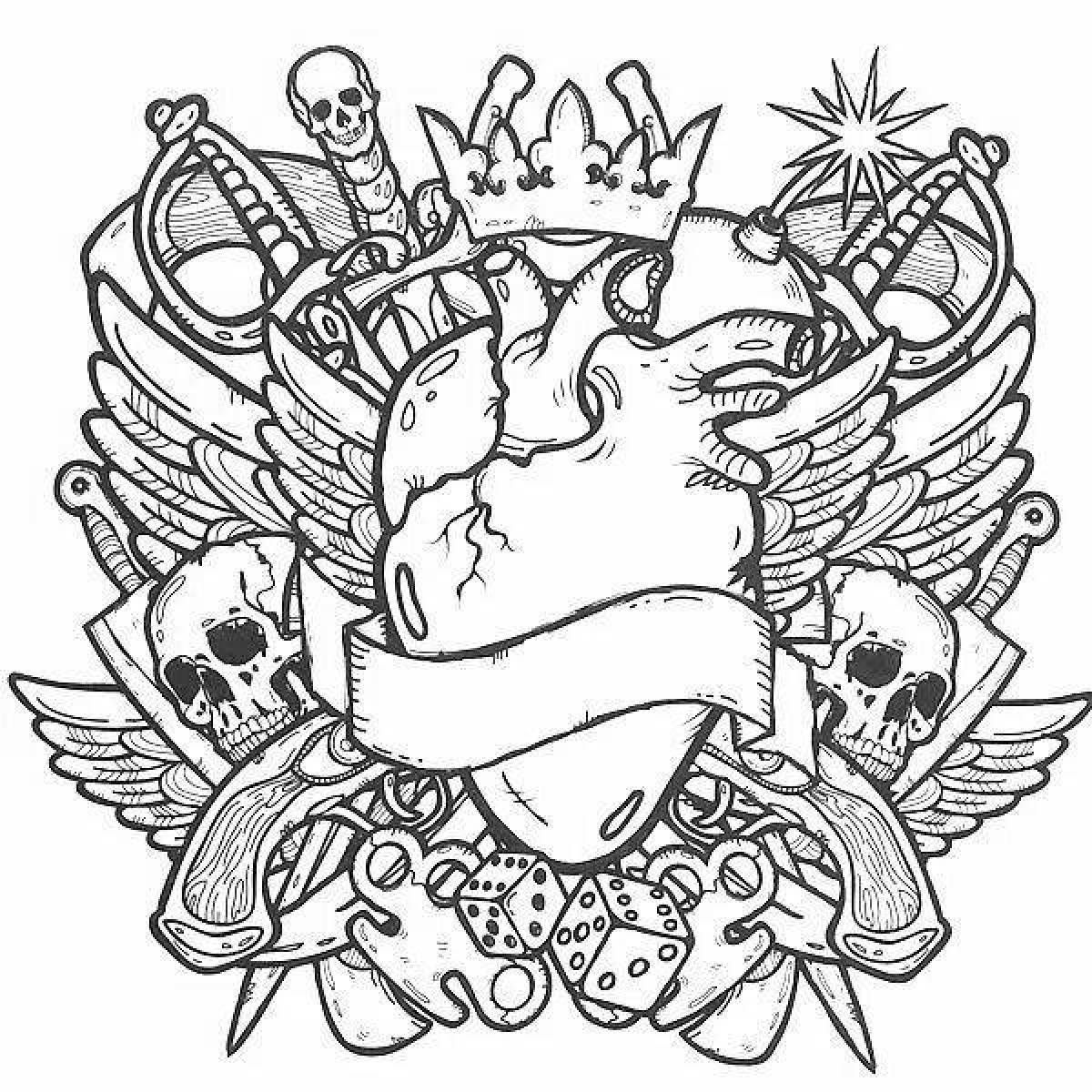 Bold tattoo coloring page