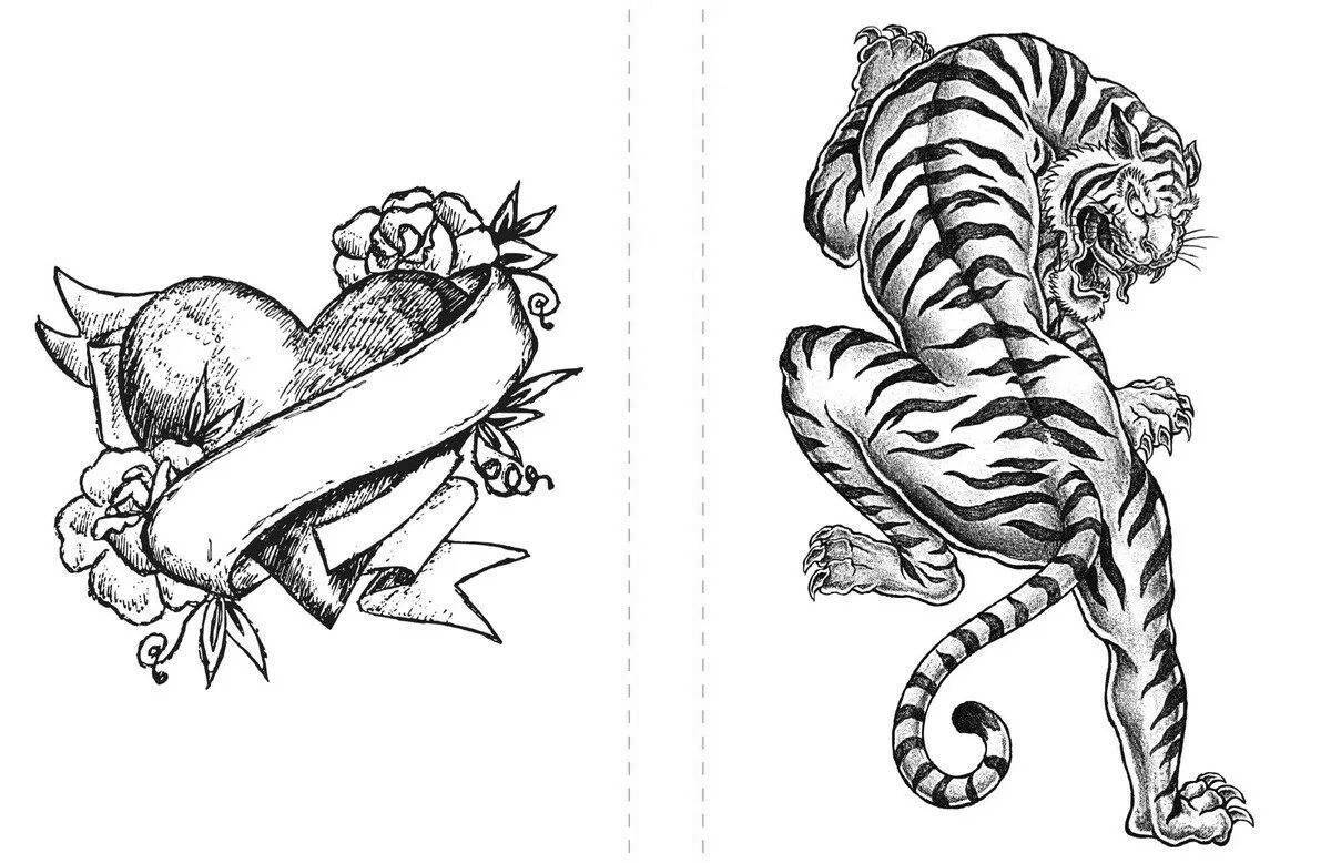 Интригующая страница раскраски татуировки
