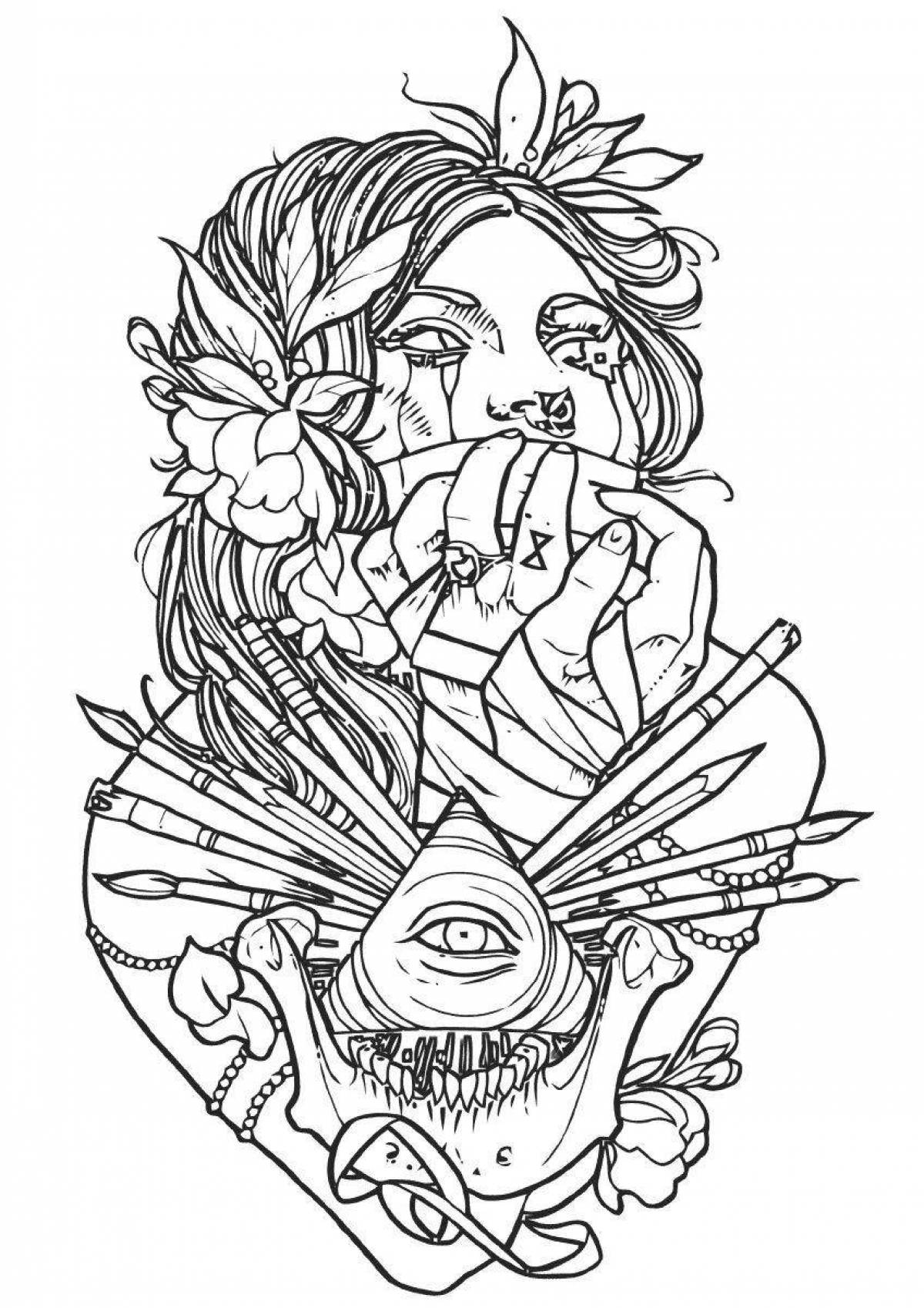Charming tattoo coloring book
