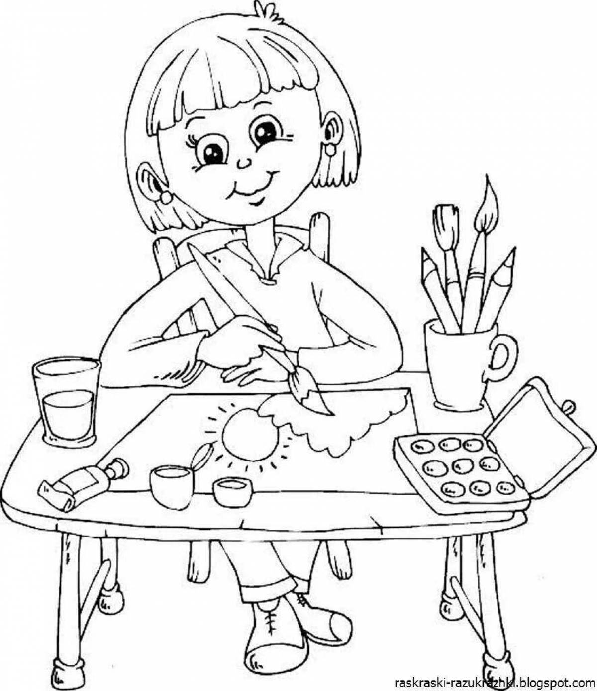 Colorful drawing of a coloring page