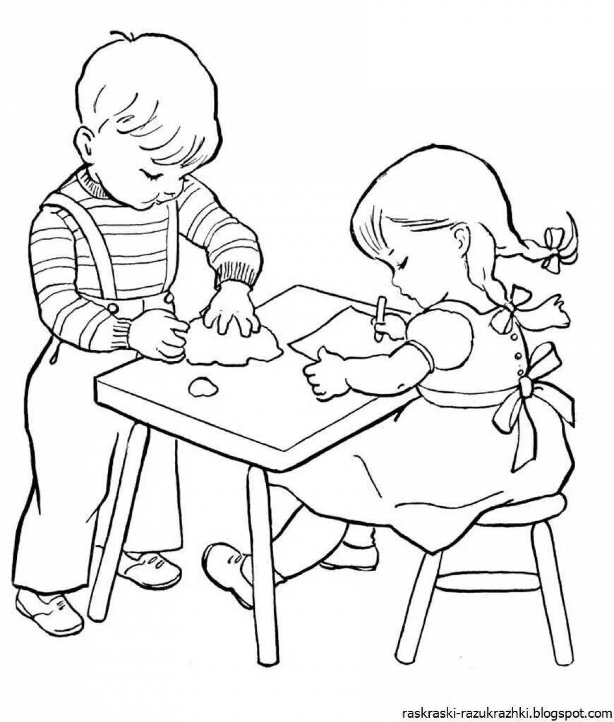 Bright coloring drawing page