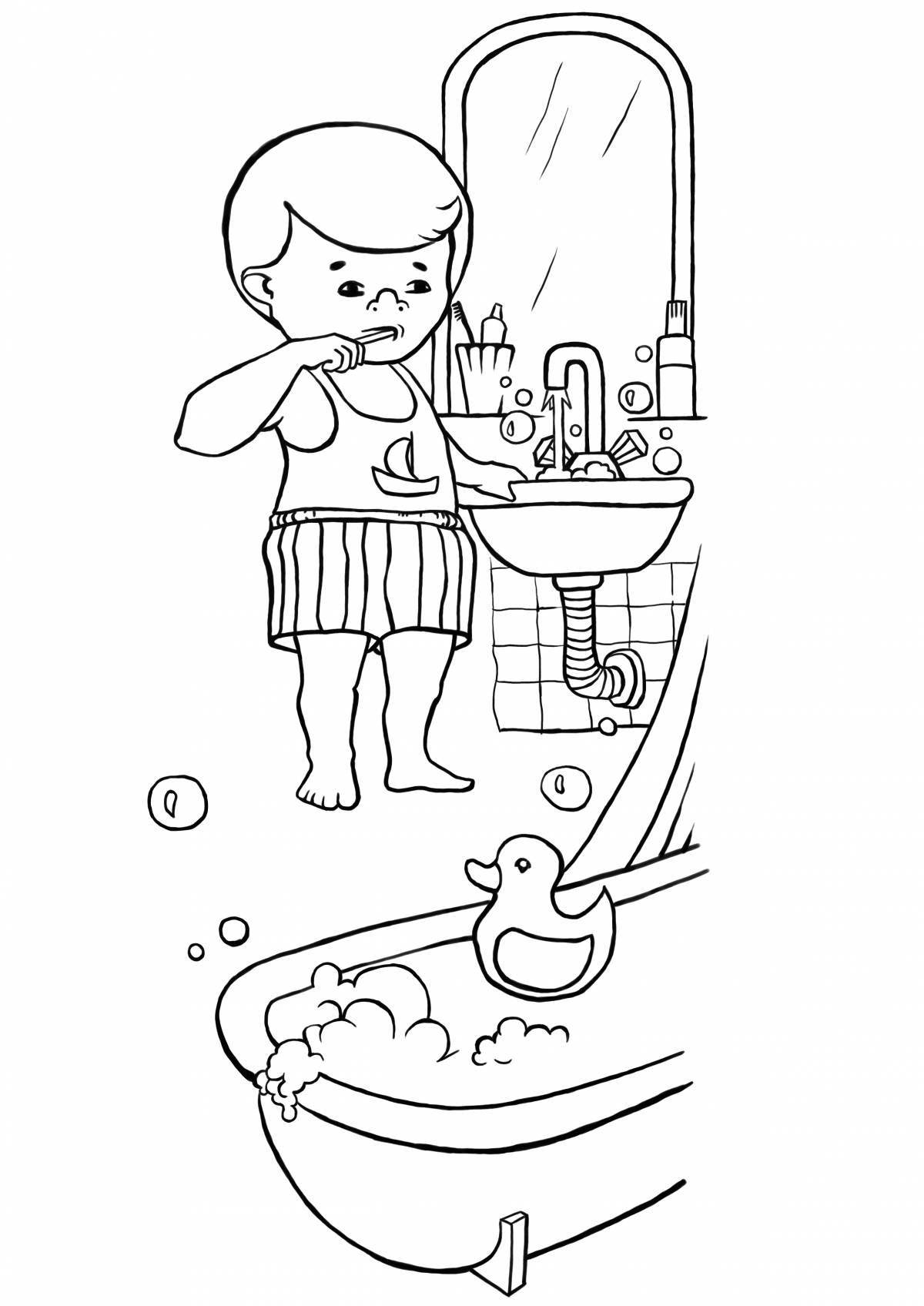 Solar shower coloring page