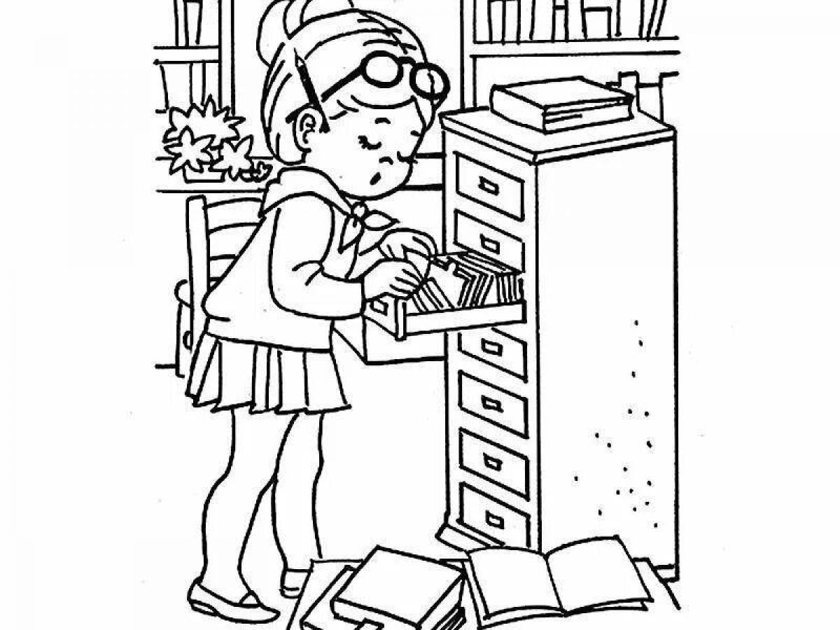 Exquisite library coloring page