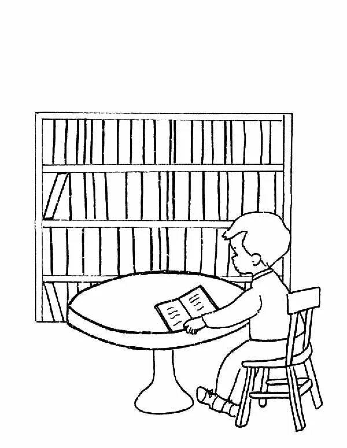 Amazing library coloring page