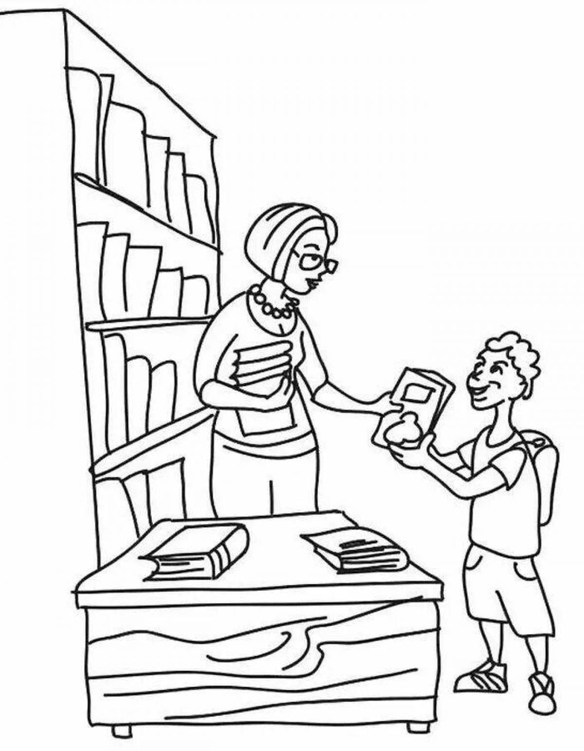 Creative library coloring page