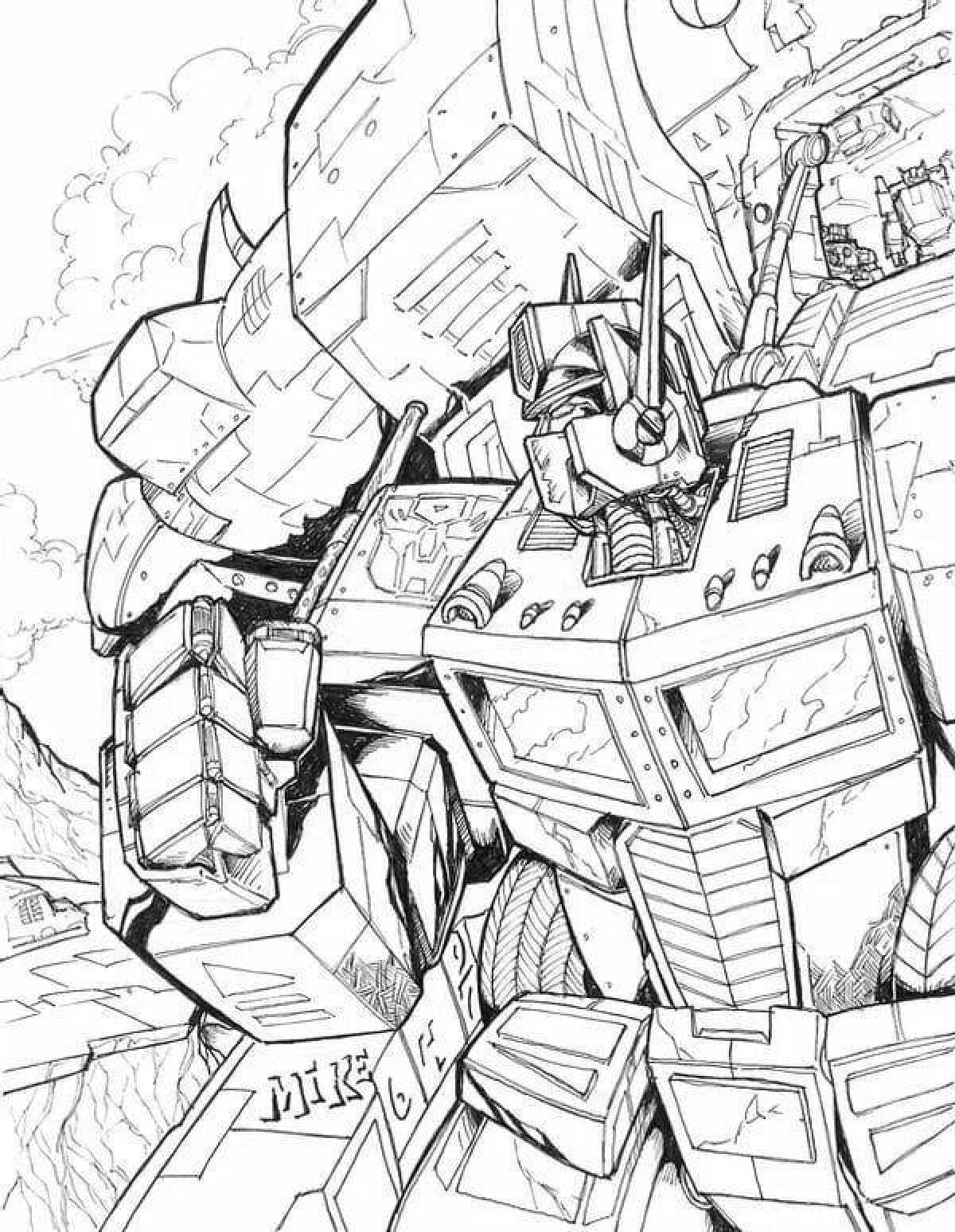 Awesome optimus prime coloring page