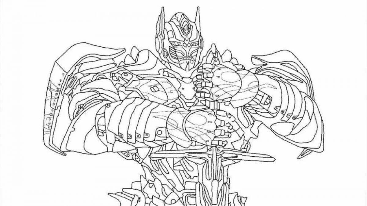 Brightly colored optimus prime coloring page